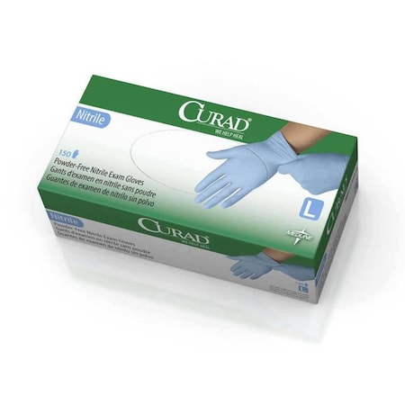 Medline Disposable Gloves, Nitrile, Powder-Free, L, 1500 PK, Blue CUR9316